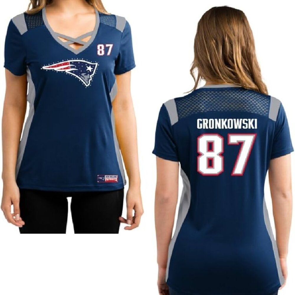Patriots Women's Gronkowski Navy Top